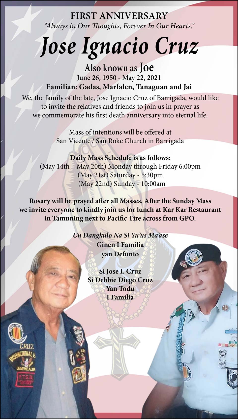Jose Cruz Obituary (1939 - 2021) - Harmon, Guam - Pacific Daily News