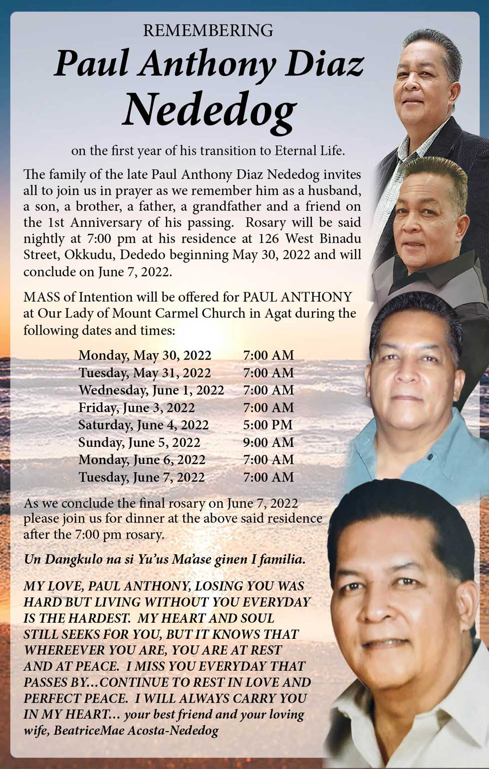 Paul Anthony Nededog Obituary (2022) Hagatna, Guam Pacific Daily News