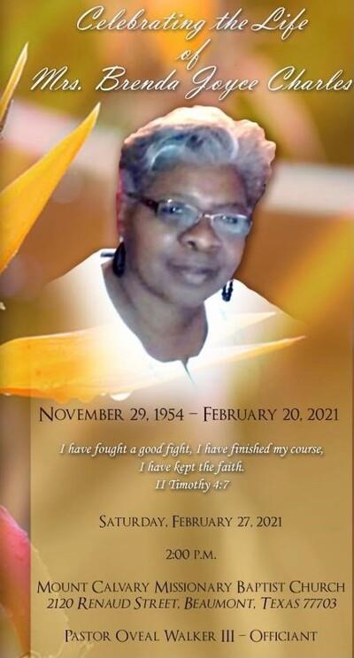 Brenda Charles Obituary Death Notice and Service Information