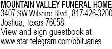 mountain valley funeral home burleson texas
