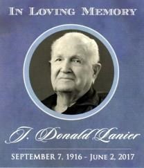 Joseph Donald Lanier obituary, 1916-2017, Tallahassee, FL