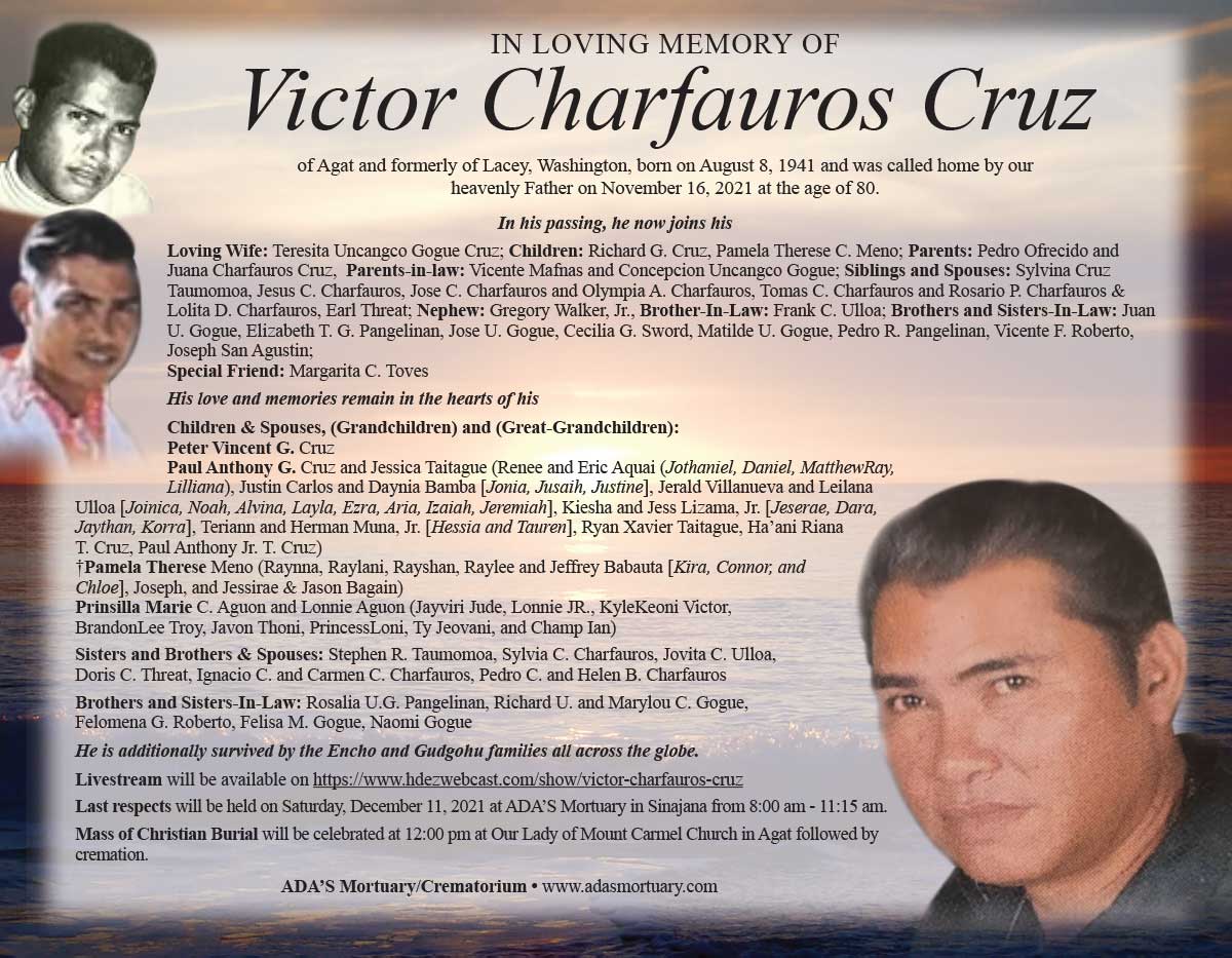 Victor Cruz Obituary (1941 - 2021) - Sinajana, Guam - Pacific Daily News