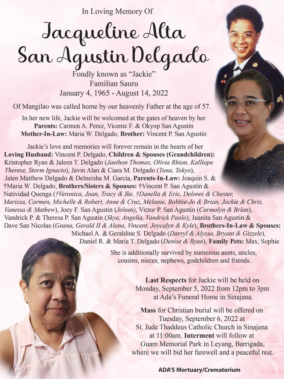 Jacqueline Alta Delgado Obituary (1965 2022) Sinajana, Guam