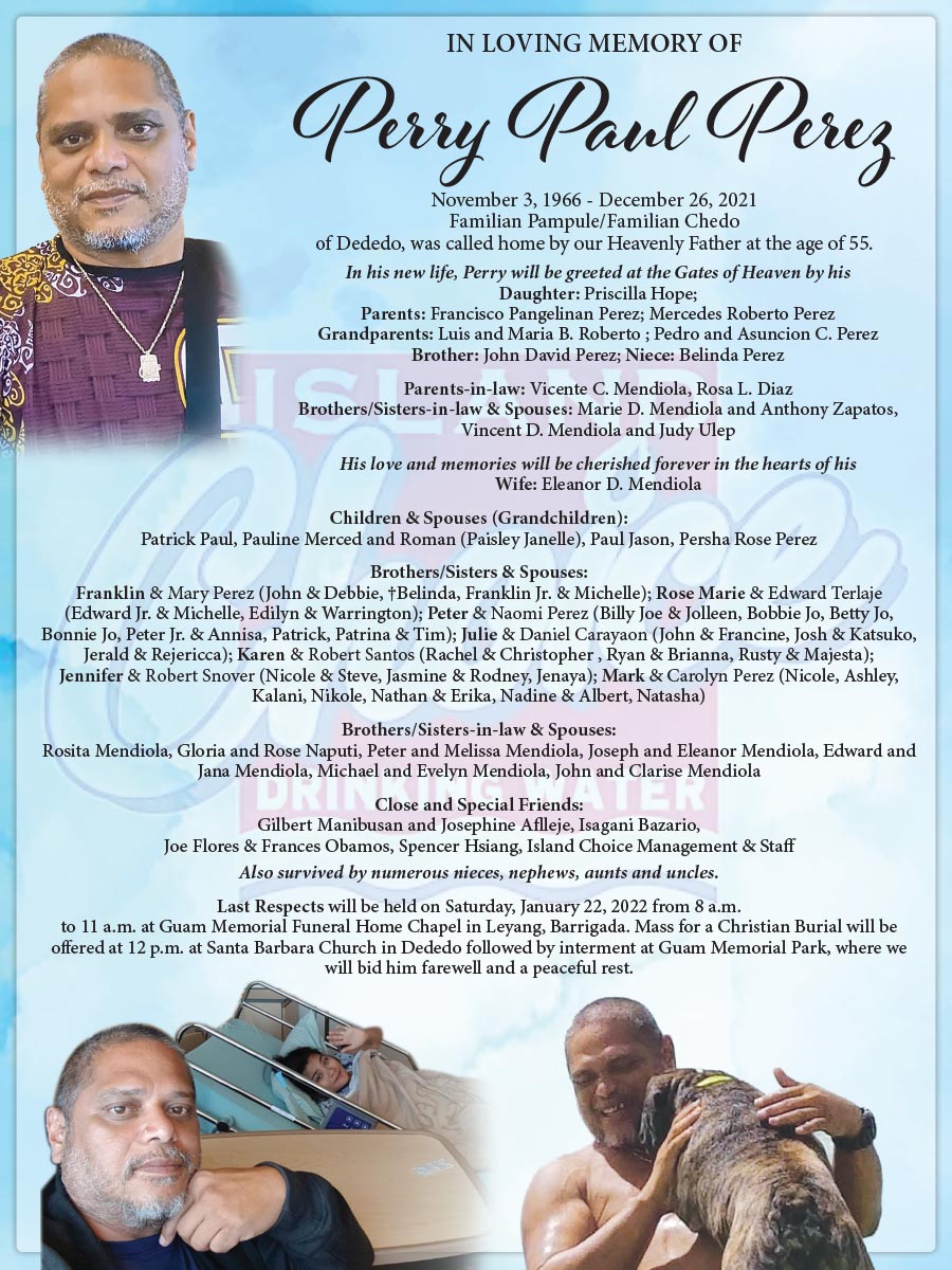 Perry Paul Perez Obituary (1966 2022) Barrigada, Guam Pacific