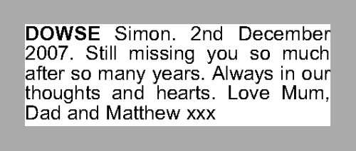 Simon DOWSE obituary