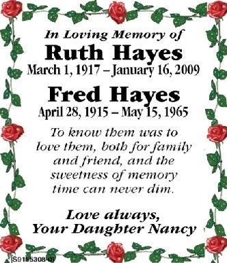 Ruth and Fred Hayes obituary