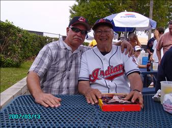 Bob Feller with his family Sons Marty Feller Steve Feller Sand Box