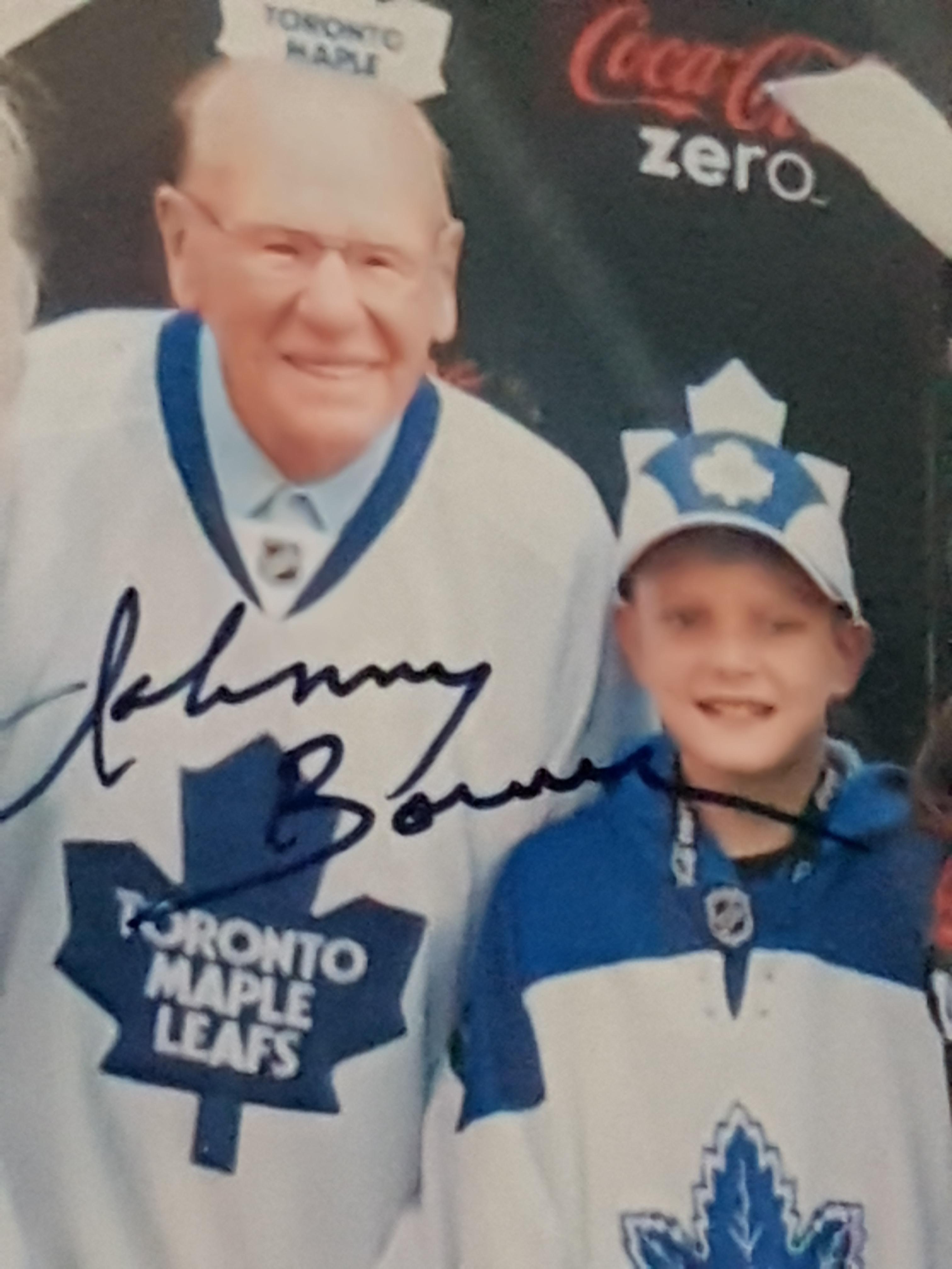 Johnny Bower & Frank Mahovlich autographed Maple Leafs 8 x 10 photo & COA  (45)