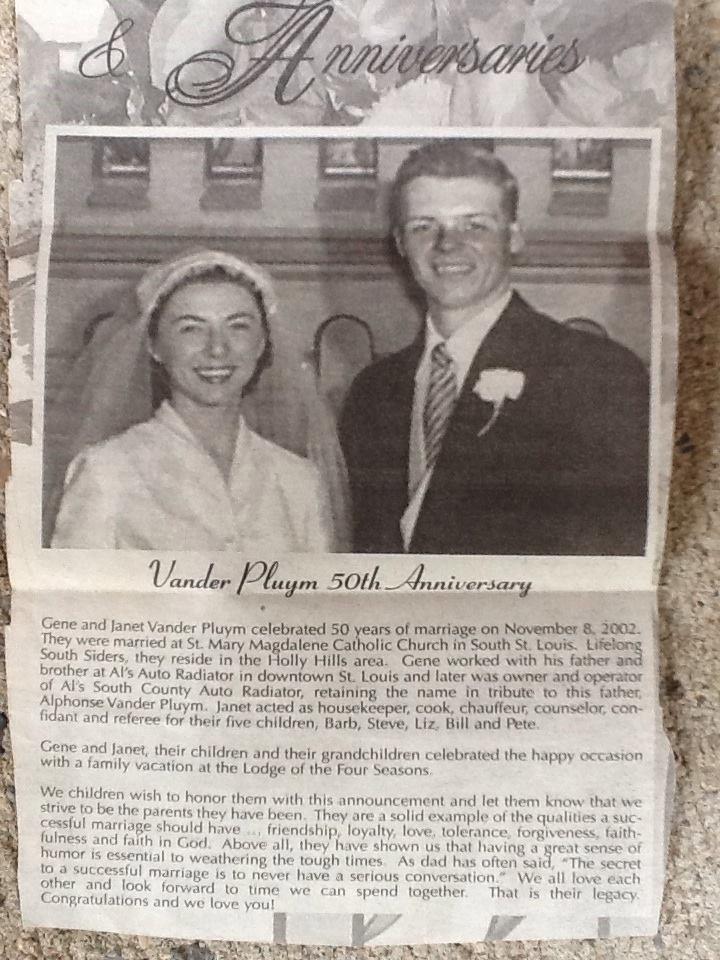 Eugene L. Vander Pluym Obituary - MO | St. Louis Post-Dispatch