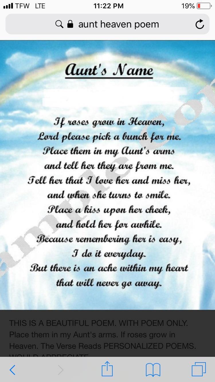 poem for my aunt that passed away