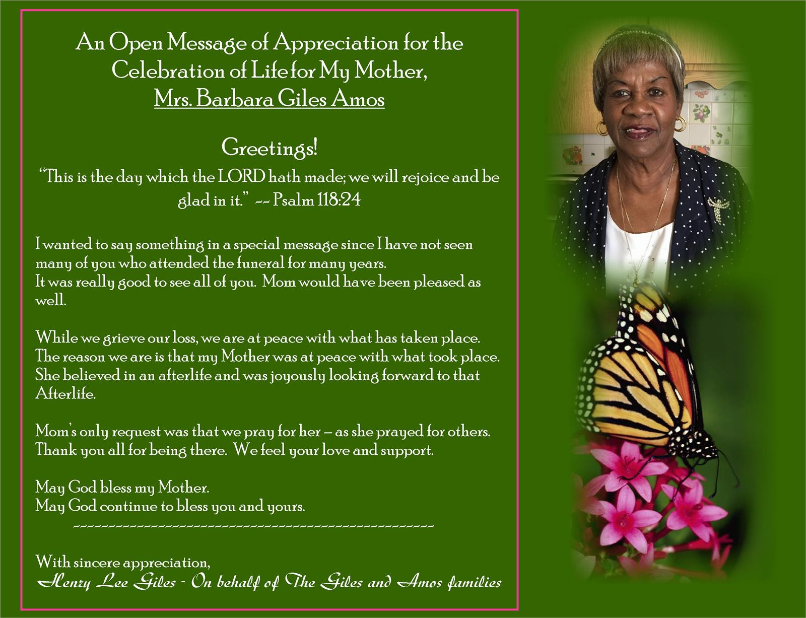 Barbara Amos Obituary Death Notice And Service Information